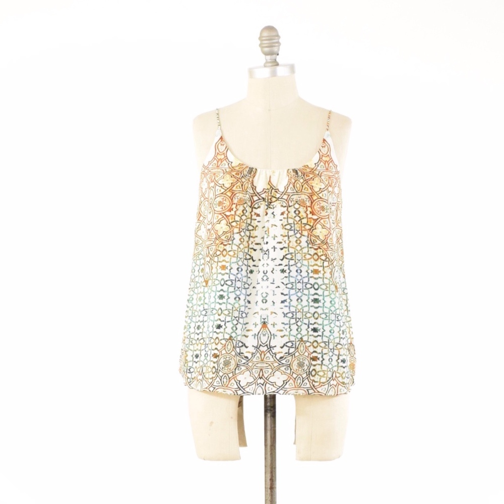 Tangerine NYC Silk Kaleidoscope Print Tank